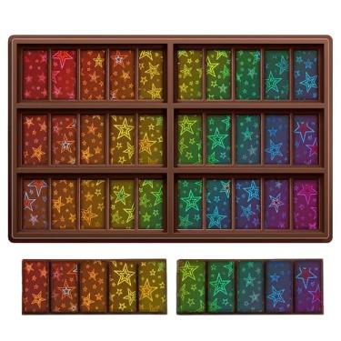 Imagem de Ziliny Moldes holográficos de chocolate resina silicone barra de chocolate moldes grossos profundos para a família de Natal faça você mesmo cera derrete suprimentos de festa (estrela 1)