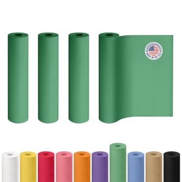 Imagem de Rolo de papel kraft verde de 61 x 3048 cm, pacote com 4 - Papel artesanal de qualidade feito nos EUA para embrulhar presentes, artes e artesanato infantil, projetos escolares - 100% reciclado