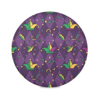 Imagem de Wassud Jogo americano Coroas de Mardi Gras Tapetes de Mesa Redondos para Cozinha e Jantar Tapetes Laváveis Resistentes ao Calor Decoração de Mesa 39 cm