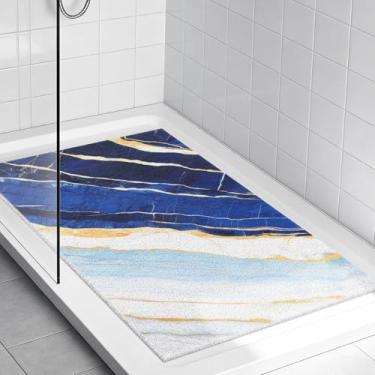Imagem de Tapete de chuveiro antiderrapante, 61 x 91 cm extra grande para chuveiro interno, tapete de chuveiro de bucha de PVC macio, trimável, sem odor, tapetes de chuveiro para crianças idosas, secagem rápida