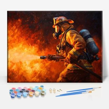 Imagem de HUINORYA FIRE Ranger Tela emoldurada para ocupação especial, kit de pintura por números, bar, café, caverna, parede, banheiro, varanda, pátio, presente, 40,6 x 30,5 cm