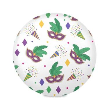 Imagem de Wassud Jogo americano Mardi Gras Carnaval tapetes de mesa redondos para cozinha e jantar tapetes laváveis resistentes ao calor decoração de mesa 39 cm