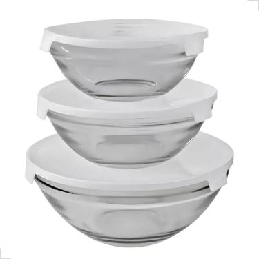 Imagem de Kit 3 Peças - Potes Vasilhas Vidro Tampa Marmita Fitnnes