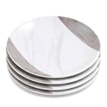 Imagem de Conjunto 4 Pratos em Melamina Marmorizado para Jantar 22cm