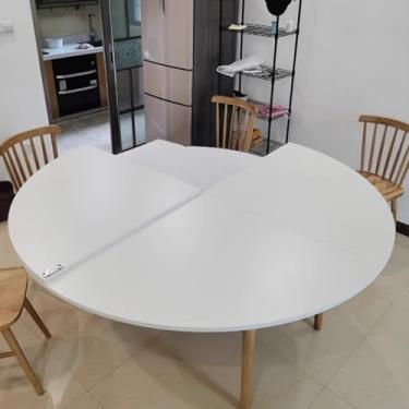 Imagem de Mesa de banquete redonda dobrável para jantar, 48 54 60 72 polegadas branco apenas tampo de mesa de madeira maciça, mesa dobrável círculo comercial sem pernas (120 cm (47 pol))
