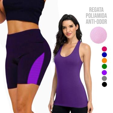 Imagem de Camiseta Regata Dry MALHA FRIA POLIAMIDA + Short Leg Legging REDINHA Conjunto Fitness 549-Feminino
