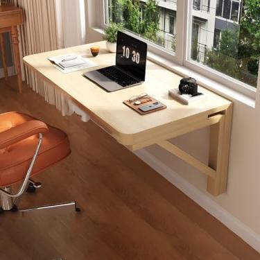 Imagem de Mesa dobrável de madeira montada na parede, pequena bancada dobrável para parede, mesa dobrável de folhas suspensas, mesa de jantar de cozinha, economia de espaço, para cozinha, lavanderia
