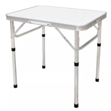 Imagem de Mesa Dobrável de Aluminio Portátil Vira Maleta Camping Praia Tampo MDF com alça para churrasco e praia(60x45)