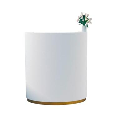 Imagem de Mesa de recepção moderna com gavetas trancáveis, mesa de sala de recepção de salão, mesa de computador de escritório, balcão de check-out de loja de roupas, balcão de recepção para salão de beleza