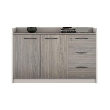 Imagem de VHDY85KA Armário de porta dupla para móveis com três gavetas, arquivo de escritório, armário baixo com alças e compartimentos, suporte para impressora