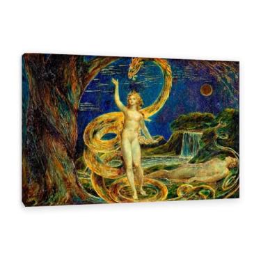 Imagem de Eve Tempted by the Serpent William Blake arte de parede em tela famosa reprodução de pintura a óleo decoração de casa William Blake pôster elegante decoração de parede para sala de estar moldura de 60