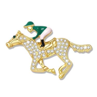 Imagem de Broche Derby para mulheres, divertido, esmaltado, strass, ferradura, ferradura de cavalo DERBY, broche de lapela de metal, broche de corrida de cavalos ocidental, acessórios de joias, presente para