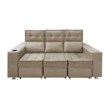 Imagem de Sofá Retrátil E Reclinável 3 Lugares Londres 2.10cm C-molas Bege