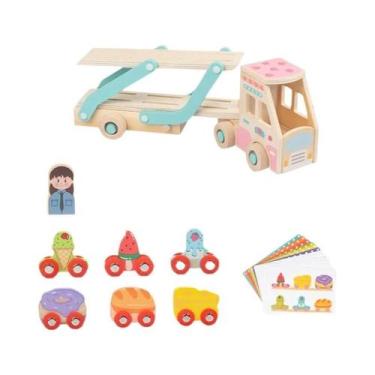 Imagem de Caminhão De Madeira De Dois Andares Montessori Para Crianças De 2 a 6 