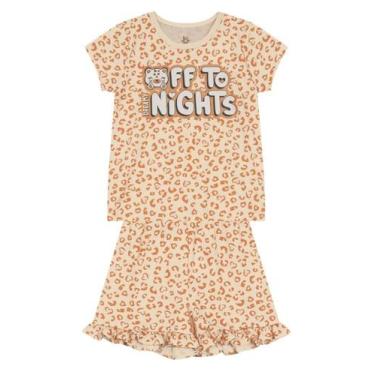 Imagem de Pijama infantil menina de oncinha brilha no escuro Brandili, Natural, 