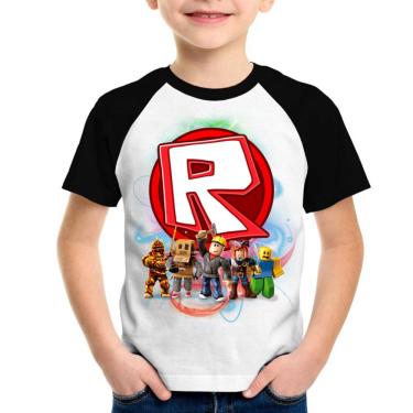 Imagem de Camiseta Raglan infantil Roblox R - Mangas Preta