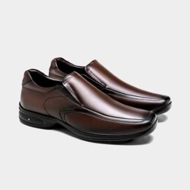 Imagem de Sapato Social Jota Pe Amortecedor em Gel Couro Vision Sport 71455 Dark Brown-Masculino