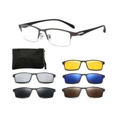 Imagem de Óculos De Sol Com Clipe Magnético Prateado, Preto E Cinza-escuro Para 