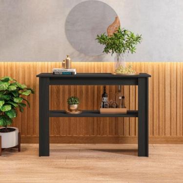 Imagem de Aparador para Sala Veneza 1 Prateleira com Vidro 108cm Preto - DRD Móv