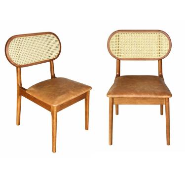 Imagem de Kit 2 Cadeiras Lima Madeira Maciça Estofadas Yescasa Pinhão