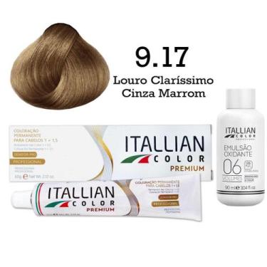 Imagem de Coloração 9.17 Louro Claríssimo Cinza Marrom Oxi 06 Volumes 90ml  Ital