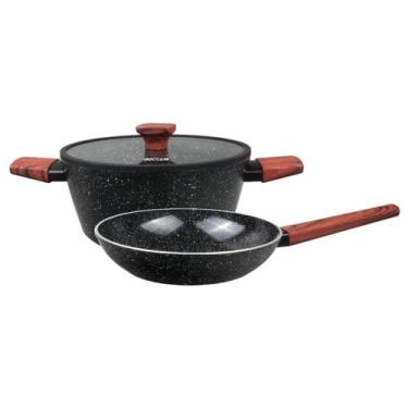 Imagem de Conjunto Caçarola 24cm Frigideira 24cm Indução Gran Nero - Baccani