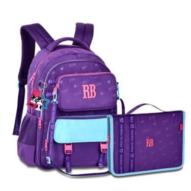 Imagem de Mochila Feminina com Estojo Fichário Grande Rebecca Bonbon, Roxo