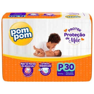 Imagem de FRALDA DESCARTÁVEL POMPOM DERMA PROTEK NOVA P 3 a 6 kg - Pom Pom, P, 3