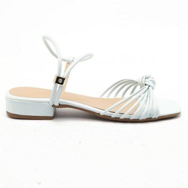 Imagem de Sandália Sapato da Corte Salto Baixo Calce Fácil Nó, Azul claro, 35