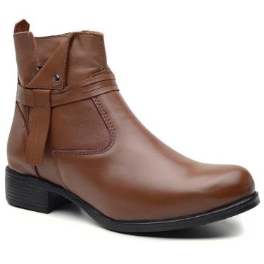 Imagem de Bota Feminina Cano Curto em Couro Legítimo Coturno com Ziper-Feminino