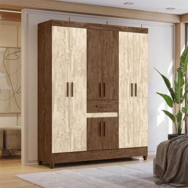 Imagem de Guarda Roupa Casal Ambiente Portugal 8 Portas Castanho Wood Avelã Wood - Moval