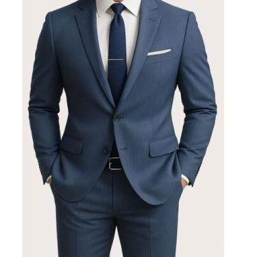 Imagem de Terno Masculino Principe Gales Alto Padrão - Fressart, Marinho riscado