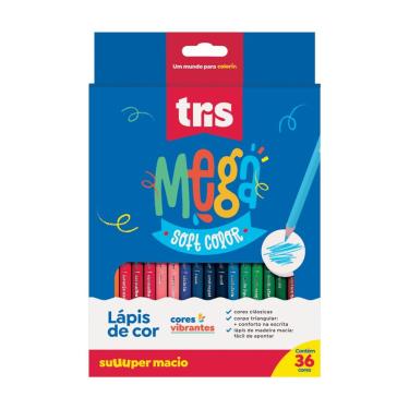 Imagem de Lápis de Cor Tris Mega Soft Color com Mina Supermacia e Resistente para Uso Escolar e E...