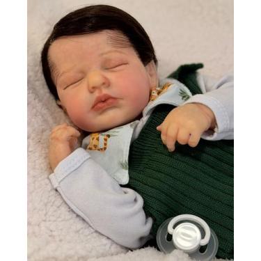 Imagem de Bebê Reborn Menino Recém Nascido Dormindo Silicone, Toma Banho e Enxov