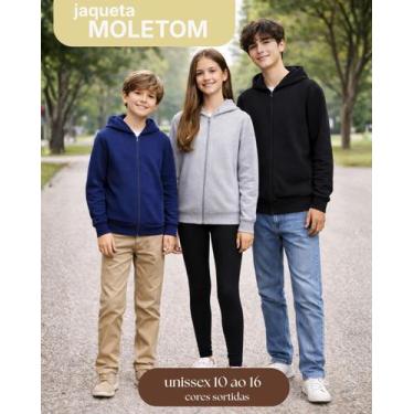 Imagem de Blusa Jaqueta Moletom Flanelada unissex Juvenil com Ziper e Capuz, Rou