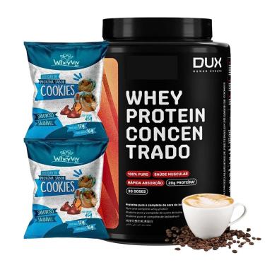 Imagem de Combo Whey 900g Dux + 2x Biscoitos Cookies Wheyviv Low Carb-Unissex