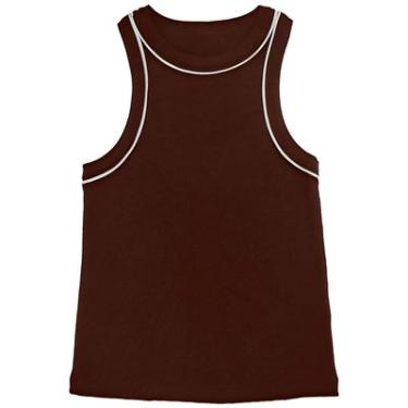 Imagem de Regata Ribana Regular Marrom e Branco Basic+ Confortável