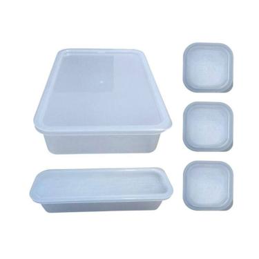 Imagem de Conjunto de Potes com Tampa 5 Unidades 200ml 500ml 1200ml Plástico Livre de BPA Transpa...