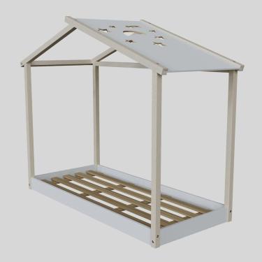 Imagem de Cama Montessoriana Sky Retrô com Estrutura em MDF Branco Giz para Quarto de Criança