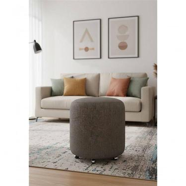 Imagem de Puff Redondo Não é Segredo Linho Cinza Rodinha 40x45 Nspr02l-r