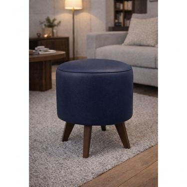 Imagem de Puff Pé Palito Redondo Não é Segredo Courvin Azul Marinho 40x45
