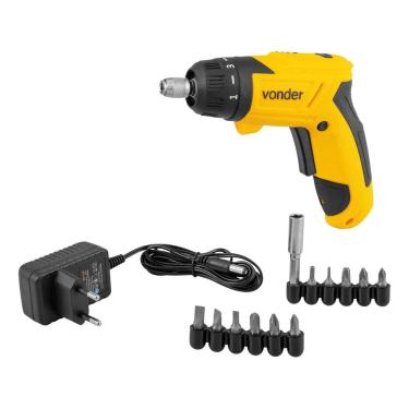 Imagem de Parafusadeira Pro 3,6v Bateria Com 12 Acessorios - Vonder Amarelo