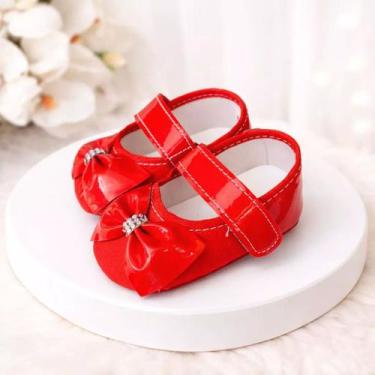 Imagem de Sapatilha Infantil Bebê Menina Estilo Boneca com Laço Brilhante e tira