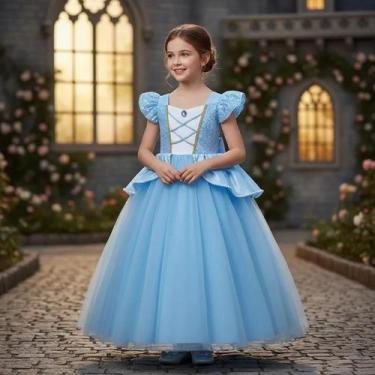 Imagem de Vestido Infantil Fantasia Princesa Cinderela Clássico Ella - Baby Plus
