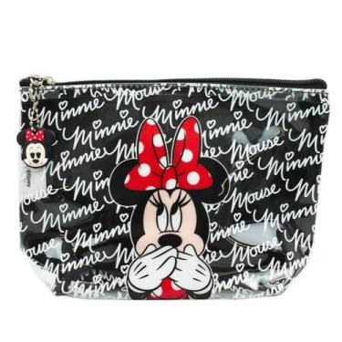 Imagem de Necessaire preto transparente minnie assinaturas 14x6x21cm - disney