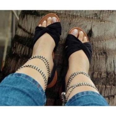 Imagem de Rasteirinha Cruzada com cadarço - Dy Sandalias , Preto, 37