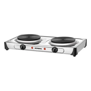 Imagem de Fogão Elétrico Com 2 Chapas - Aço Inox - Ideal Para Camping - Mondial,