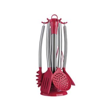 Imagem de Conjunto De Colheres Euro Silicone 7 Peças Vermelho, Vermelho