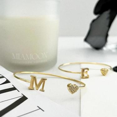 Imagem de Bracelete Personalizado com Letra Banhado a Ouro 18k - Atraktiva Jóias