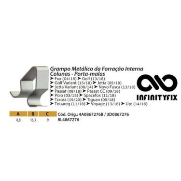 Imagem de 10 Presilha Grampo Metálico da Forração Interna Colunas - Porta-malas 